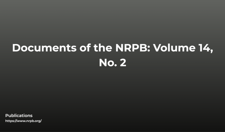 Documents Of The Nrpb: Volume 14, No. 2